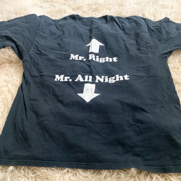Funny Tee Plus Size Mr. Right & Mr. All Night 3X black White - Picture 7 of 8